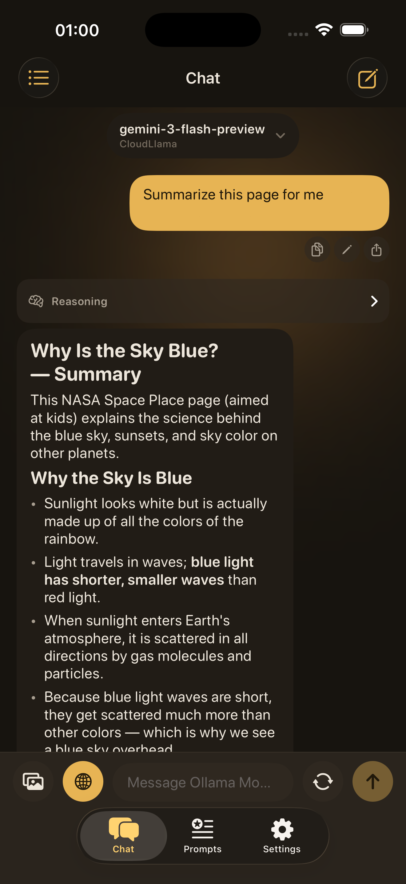 Ollama Mobile – Chat summarize