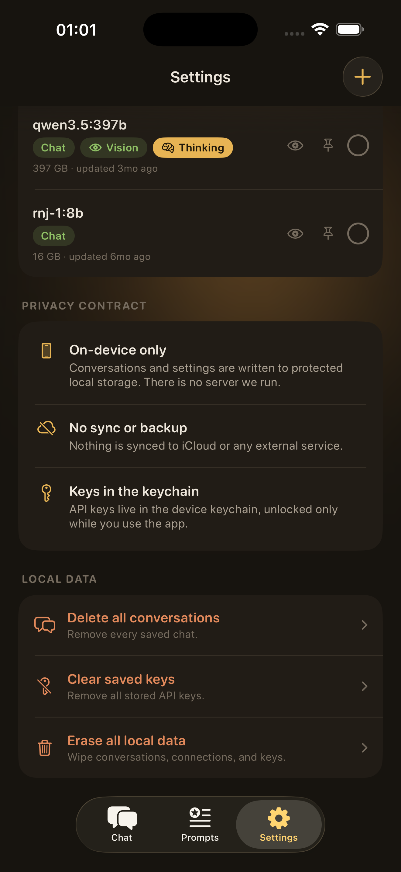 Ollama Mobile – Privacy settings
